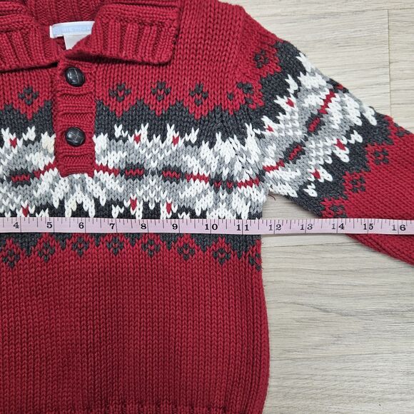 Janie & Jack Baby Boys Red Holiday Sweater Fair Isle Size 12-18 Months - Picture 3 of 6